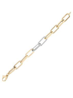 Chain link 14K (or 18k upon request) Yellow Gold Diamond Bracelet
